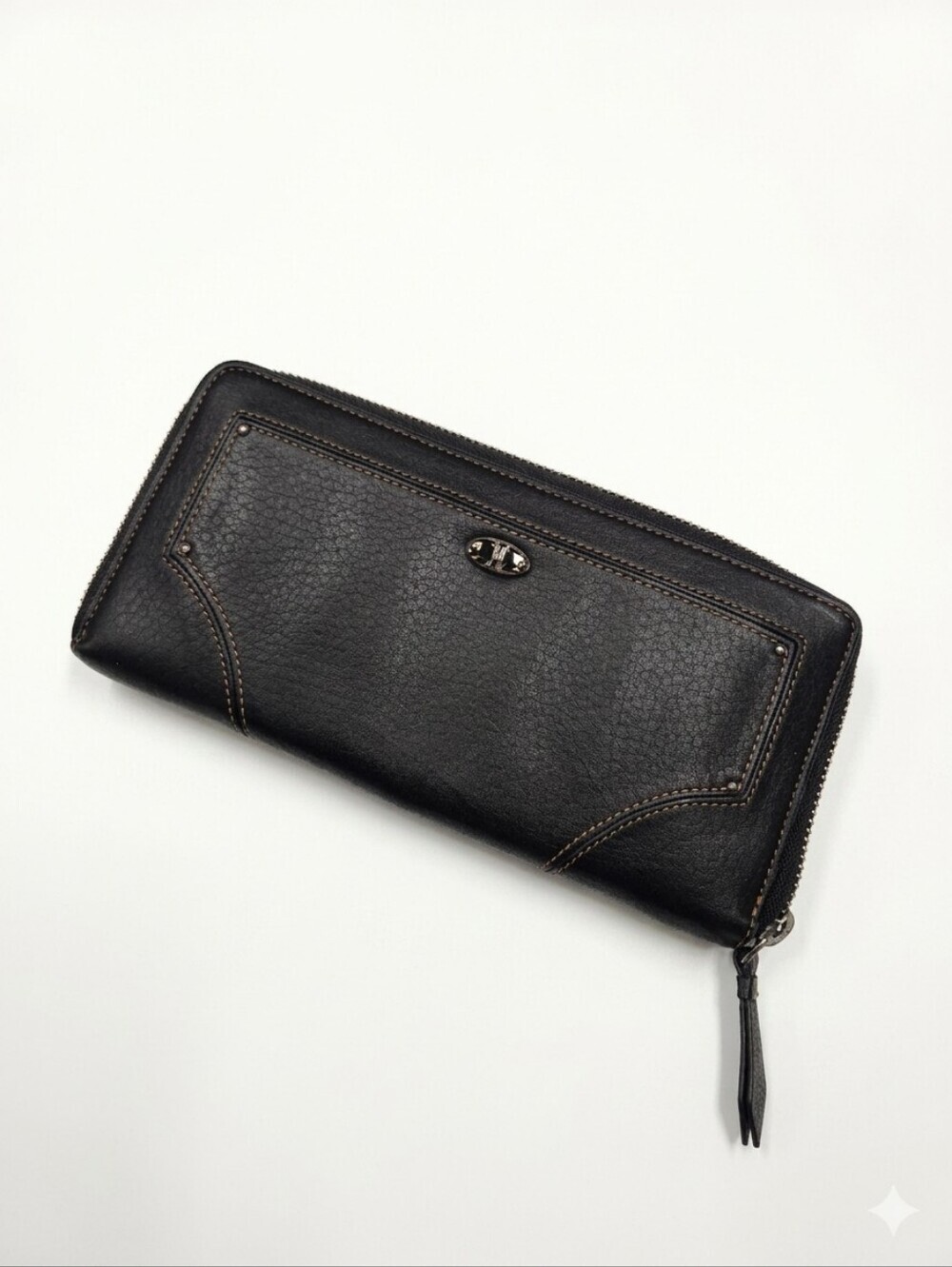Cole Haan Black Leather Zip Around Long Wallet
